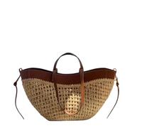 Generico borsa intrecciata Borsa da donna in paglia 2 in 1 intrecciata con tracolla regolabile, borsa ascella in, grande capacità, a for secchiello spiaggia estiva