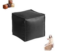 Generico Borsa per cuscini imbottita, pouf ottomano non imbottito, soluzione per riporre il cuscino del poggiapiedi da 16 pollici, copertura quadrata impermeabile per pouf, pratica ed elegante (Nero)