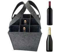 Generico Borsa per la spesa per vino, borsa per bottiglia di vino,Bottiglia in feltro da 9 con inserto divisorio per bottiglia - Custodia per portatile per uomo donna bevitore di festa di compleanno