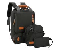 Generico Borsa Per Laptop Zaino for computer portatile 3 pezzi Set di zaini for for Borsa a tracolla Piccola tasca for viaggio Scuola Affari Lavoro College Per PC Portatile(Black)
