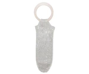 Genérico Borsa per vino riutilizzabile con manico e strass, bianco, Consulte la descripción, Vedere la descrizione