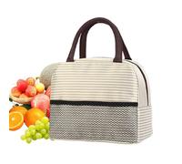 Generico Borsa Pranzo,Borsa Porta Pranzo a Righe Riutilizzabile,Borse e Contenitori per Donna - Picnic Spiaggia Campeggio Outdoor Merenda Frutta Bevande