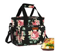 Generico Borsa Pranzo Isolata 30 Cm Pieghevole Piccola Termica Tessuto Oxford Stampata Porta Vivande Grande Capacità Tracolla Picnic Esterno Viaggio Contenitore Leggero Resistente