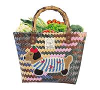 Generico Borsa Spiaggia Paglia | Borsa Shopping Dachshund Impermeabile,Borsetta Per Shopping Intrecciata A Cesto Per Lavoro Viaggio All Aperto Picnic Matrimonio Compleanno Quotidiano