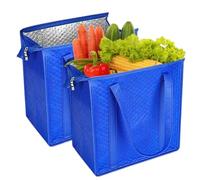 Generico Borsa Termica - Set da 2 borse riutilizzabili con cerniera superiore,Sacchetti Spesa 30 x 17,8 x 33 cm,Bevande, Cibo, Viaggi, Picnic, Shopping, Spiaggia e Campeggio
