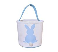 Generico Borsa tote a cestino con coniglio di Pasqua in tela secchiello portatile per la caccia alle uova conservazione caramelle e regali decorazioni festive