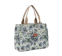Generico Borsa tote da donna portatile con stampa floreale, compatibile borsa jacquard di grande capacità cerniera for pranzo in tela ispessita(B)