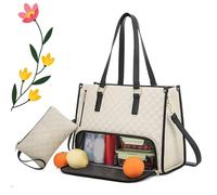 Generico Borsa Tote Pranzo 2 In 1 Da Donna, Tote E Borse Di Lusso Con Tasca For Laptop, Elegante Borsa Da Lavoro E Da Viaggio Adatta For Viaggi Di Lavoro(Beige)