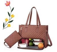 Generico Borsa Tote Pranzo 2 In 1 Da Donna, Tote E Borse Di Lusso Con Tasca For Laptop, Elegante Borsa Da Lavoro E Da Viaggio Adatta For Viaggi Di Lavoro(Brown)