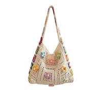 Generico BorsaAll'uncinetto - BorsaDa Spiaggia Lavorata A Maglia, BorsaA Tracolla Boho Da Donna Per Lo Shopping | Borsa Da Trasporto Estiva Fatta A Mano Con Fiori, Decorazione Decorativa In Tessuto P