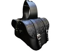 Generico Borse a bisaccia grande in pelle decorative, doppie fibbie in metallo e design classico per moto custom o cruiser mississippi in pelle con patta lavorata per moto custom chopper