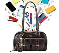 Generico Borse da donna - Borsa leggera in pelle PU | Borsa a tracolla marrone grande retrò da bowling alla con cerniera | Borsetta sotto le ascelle - Shopping Incontri Viaggi