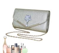 Genérico Borse da sera da donna eleganti, per feste e, borsa a mano formale elegante leggera con catena regolabile per cene all'aperto viaggi di lavoro, oro, Consulte la descripción