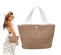 Generico Borse In Paglia Per Donna,Borsa Spiaggia Intrecciata | Borsa a Tracolla Anti Sabbia Capiente per Feste Pendolari Festival Musica Scuola Matrimonio Viaggio Picnic Shopping Crociera