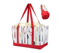 Genérico Borse per la spesa di generi alimentari, grande capacità con cerniera e tasche - Borse isolanti con manici per lo shopping, per la casa esterna campeggio picnic viaggi, rosso, Consulte la