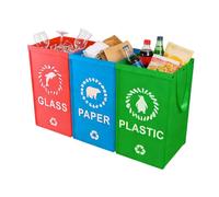 Generico Borse Riutilizzabili per Riciclo con Manico | Organizzatore Intrecciato per Raccolta Differenziata | 3 Pezzi Borse Per Riciclo Resistanti Con Manico | Per Casa Cucina Giardino Rifiuti