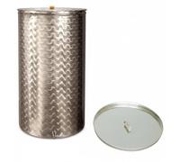 Generico Botte, Contenitore Inox per Vino, con Galleggiante AD Olio ENOLOGICO,da LT 100 COMPRESO di Coperchio PARAPOLVERE Inox,GALEGGIANTE AD Olio,Rubinetto Inox, Made in Italy