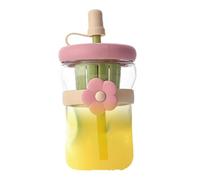 Generico Bottiglia di Trasparente - 500ml Bottiglia d'Acqua in Trasparente | Borraccia Riutilizzabile con Cannuccia in Silicone - per The Caffè Latte Succhi Bevande Fredde Calde Viaggio Campeggio