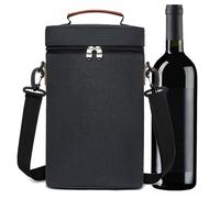 Generico Bottle Wine Tote Bag - 2-Bottle Insulated Carrier, Leakproof Wine Bag | Durable Portable Carrying Case, Adjustable Shoulder Strap, Padded Handle Grip, Cooler Bag for, Christmas, Picnics