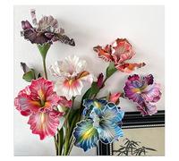 Generico Bouquet Di 6 Fiori Artificiali Di Iris, Composizioni Floreali Finte Realistiche For Matrimoni, Decorazioni For La Casa E Centrotavola For Ufficio, Steli Pieghevoli