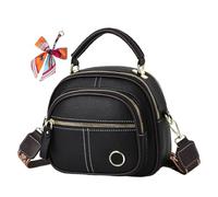 Generico Bousalutend Crossbody Bag, Classic Multifunctional Compartment Adjustable Wide Shoulder Strap Leather Crossbody Bag (Black)