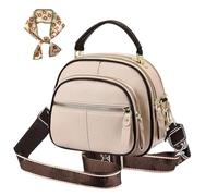 Generico Bousalutend Crossbody Bag Classic Multifunctional Compartments Adjustable Wide Shoulder Strap Leather Crossbody for Daily (Light Khaki)