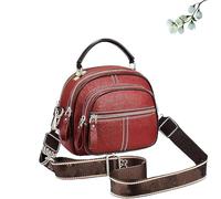 Generico Bousalutend Crossbody Bag Classic Multifunctional Compartments Adjustable Wide Shoulder Strap Leather Crossbody Bag for Woman, for Work, Travel, Shopping (Red)