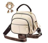 Generico Bousalutend Crossbody Bag Classic Multifunctional Compartments Adjustable Wide Shoulder Strap Leather Crossbody for Daily (White)