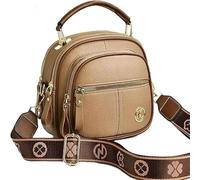 Generico Bousalutend Crossbody Bag, Classic Multifunctional Compartments, Adjustable Wide Shoulder Strap Leather Crossbody Bag (Khaki)