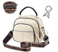 Generico Bousalutend Crossbody Bag, Classic Multifunctional Compartments, Adjustable Wide Shoulder Strap, Leather Crossbody Bag (White)