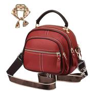 Generico Bousalutend Crossbody Bag Classic Multifunctional Compartments Adjustable Wide Shoulder Strap Leather Crossbody for Daily (Red)