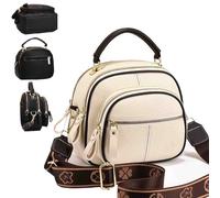 Generico Bousalutend Crossbody Bag,Classic Multifunctional Compartments,Adjustable Wide Shoulder Strap Leather Crossbody Bag (White)