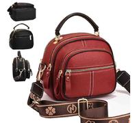 Generico Bousalutend Crossbody Bag,Classic Multifunctional Compartments,Adjustable Wide Shoulder Strap Leather Crossbody Bag (Red)