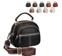 Generico Bousalutend Crossbody Bag, Classic Multifunctional Compartments Adjustable Wide Shoulder Strap Leather Crossbody Bag for Work(Black)