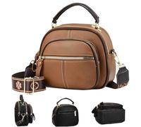 Generico Bousalutend Crossbody Bag,Classic Multifunctional Compartments Sling Bag,Adjustable Wide Shoulder Strap PU Leather (Khaki)
