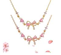 Generico Bow Bracelets Bow Zircon Bracelet, Adjustable Bow Beaded Chain Bracelets, Friendship Bracelets with White Pink Zircon, Women Trendy Bracelet Gift for Her (2Pcs-D)