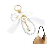 Generico Bow Key Chain - Pearl Pendant Bag Charm | Stylish Hangable Ornament With Elegant Design For Women, Men, Girls, And Boys, Perfect For Purse, Wallet, Backpack, Mobile Phone, Or Car Accessory