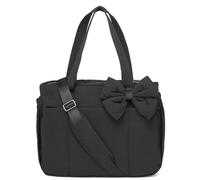 Generico Bow Tote Bag for Women - Quilted Lightweight Handbag, Stylish Bow Accent for Shopping, Travel & Daily Use (Black)