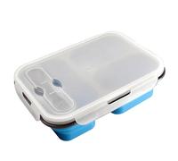 Generico Box - 9,6 Pollici Lunch Box Pieghevole | Contenitori In Silicone Per La Preparazione Dei Pasti A 3 Scomparti | Scatole Per Il Pranzo Lavabili In Silicone Benthos Per Bambini E Adulti, Adat
