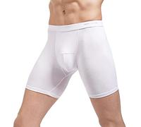 Generico Boxer Uomo Elasticizzati Lunghi - Mutande Cotone Uomo Taglie Forti Tinta Unita Intima con Elastico No Stress Trunks Lavabili E Leggeri Anti-Sfregamento Aderenti Mutande da Allenamento Corsa