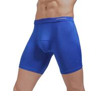 Generico Boxer Uomo Elasticizzati Lunghi - Mutande Cotone Uomo Taglie Forti Tinta Unita Intima con Elastico No Stress Trunks Lavabili E Leggeri Anti-Sfregamento Aderenti Mutande da Allenamento Corsa