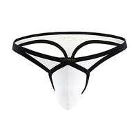 Generico Boxer Uomo Pacco da 4 Intimo Sexy Hot Latex Nylon Traspirante Vita Bassa Tinta Unita Slip (White #1, L) on Estive