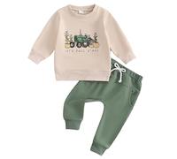 Generico Boy Set di Vestiti per Bambini Felpa 2 Pezzi Unisex Color Block Felpa Casual Calda Manica Lunga Top dei Bambini Unisex Set Completini in Tuta da Neonati