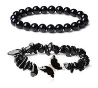 Generico Bracciale a doppio strato con farfalla di cristallo They Fly With Us Every Day, braccialetto curativo Strong As Fuck Rebirth Butterfly, regalo per donna (J)