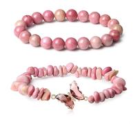 Generico Bracciale a doppio strato con farfalla di cristallo They Fly With Us Every Day, braccialetto curativo Strong As Fuck Rebirth Butterfly, regalo per donna (L)