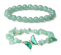 Generico Bracciale a doppio strato con farfalla di cristallo They Fly With Us Every Day, braccialetto curativo Strong As Fuck Rebirth Butterfly, regalo per donna (E)