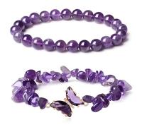 Generico Bracciale a doppio strato con farfalla di cristallo They Fly With Us Every Day, braccialetto curativo Strong As Fuck Rebirth Butterfly, regalo per donna (I)