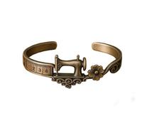 Generico Bracciale a tema macchina da cucire, gioielli vintage con macchina da cucire con dettaglio nastro di misurazione, braccialetto per amanti del cucito per trapunte, sarta, sarto, costumisti