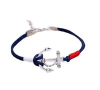 Generico Bracciale Ancora Blu Cordino Braccialetto Argento Marinaio Uomo