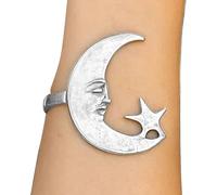 Generico Bracciale Aperto con Stella e Luna - Bracciale a Fascia con Stelle e Luna,Gioiello Romantico per Compleanni Anniversari San Festa della Mamma e Natale